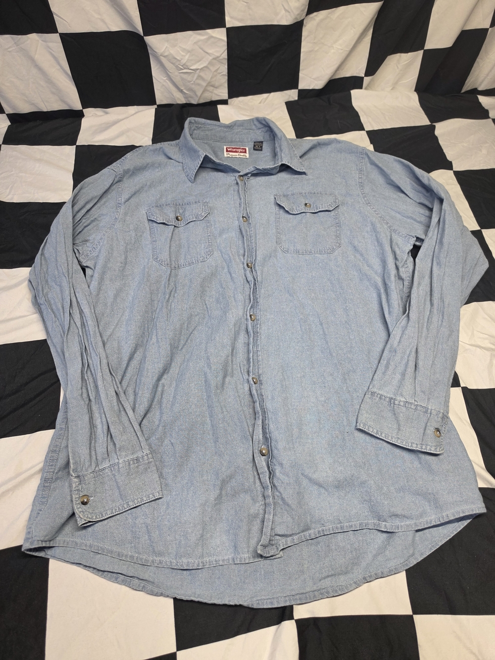 Wrangler Light Wash Blue Denim Button-Up Shirt